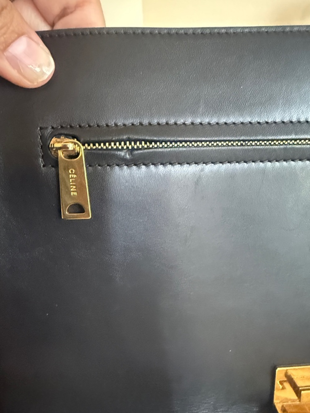 Céline Trapeze Shoulder Bag in Taupe, Navy Blue, and Black - Picture 3 of 14